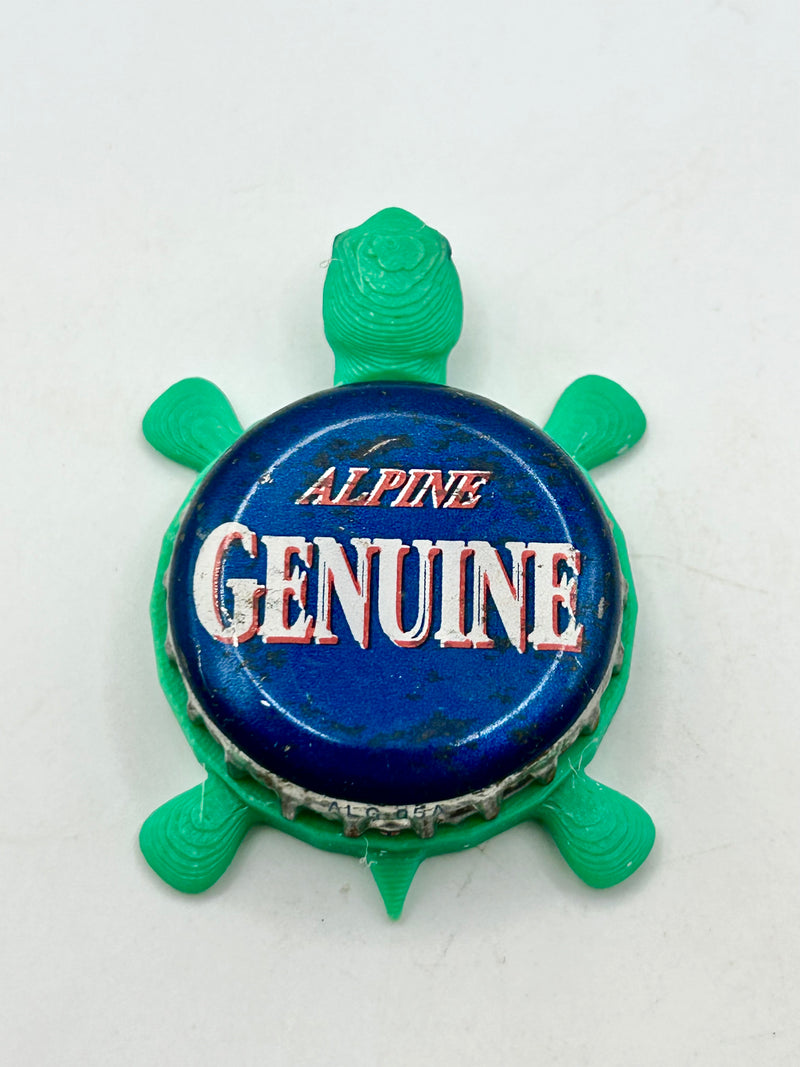Alpine Genuine Beer - Bottle Cap Magnet Turtle (Copy) Shell Shocked Art