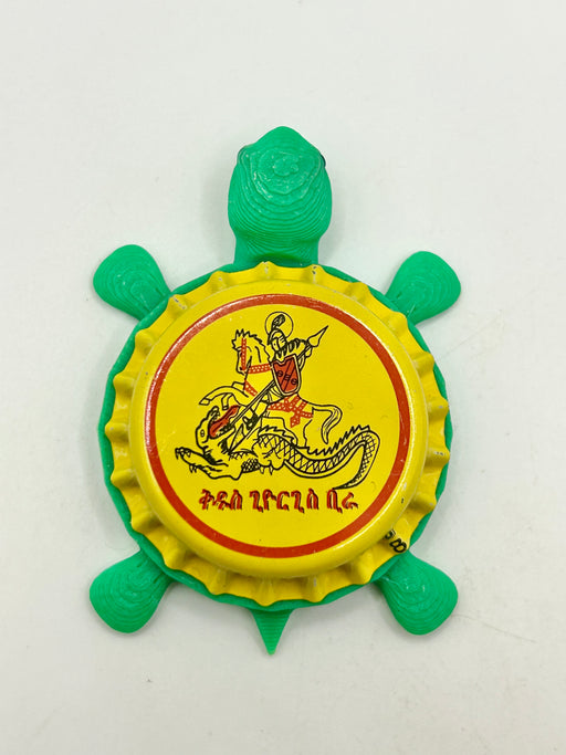 St George Beer (Ethiopia) - Bottle Cap Magnet Turtle Shell Shocked Art
