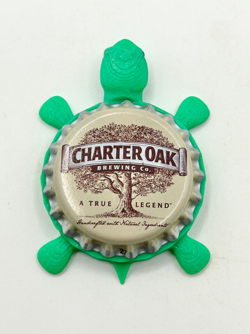 Charter Oak Brewing - Bottle Cap Magnet Turtle Shell Shocked Art