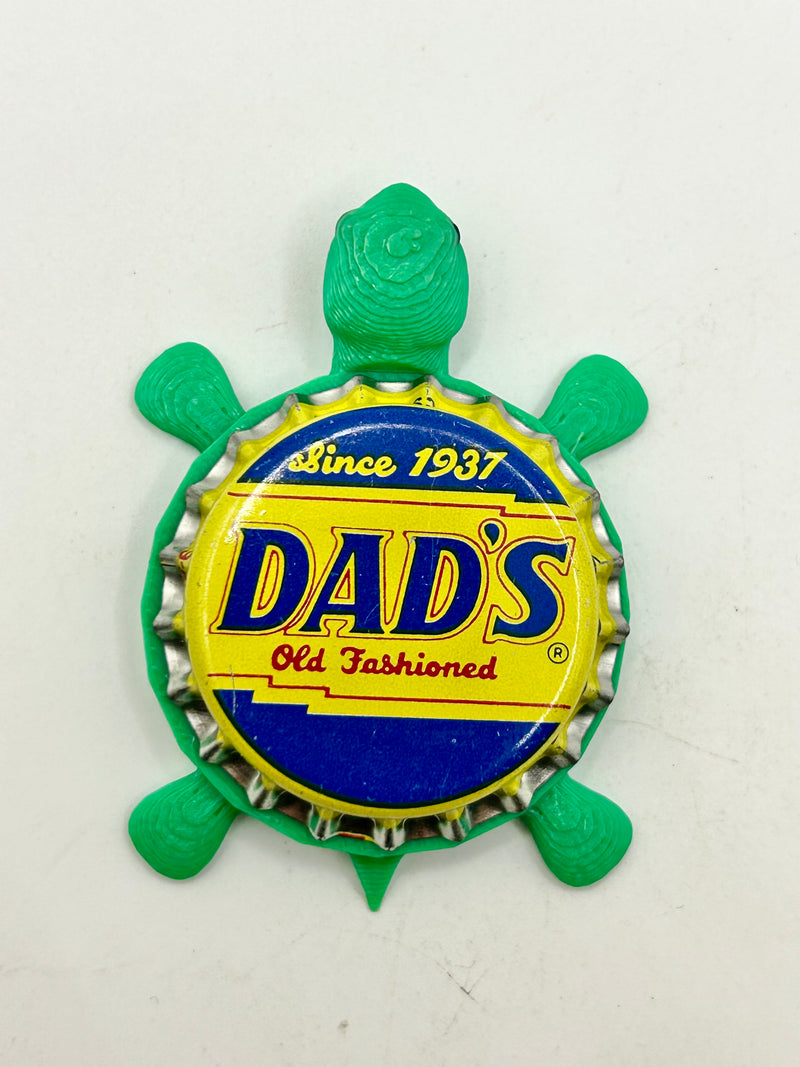 Dad’s Root Beer (Blue & Yellow) - Bottle Cap Magnet Turtle Shell Shocked Art