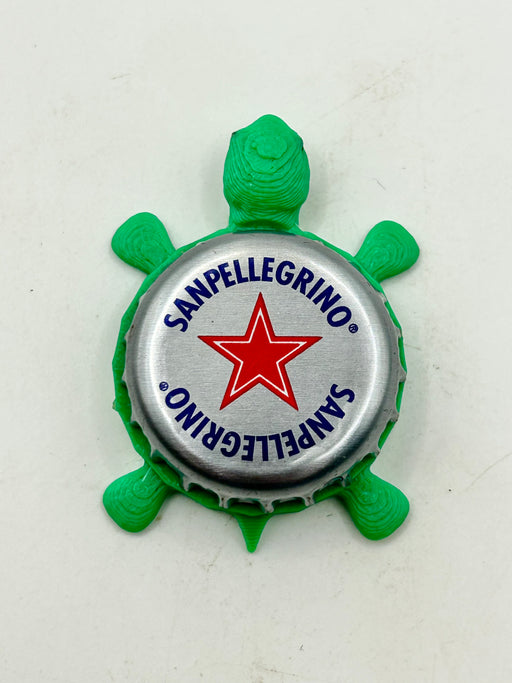 San Pellegrino (Silver) - Bottle Cap Magnet Turtle Shell Shocked Art