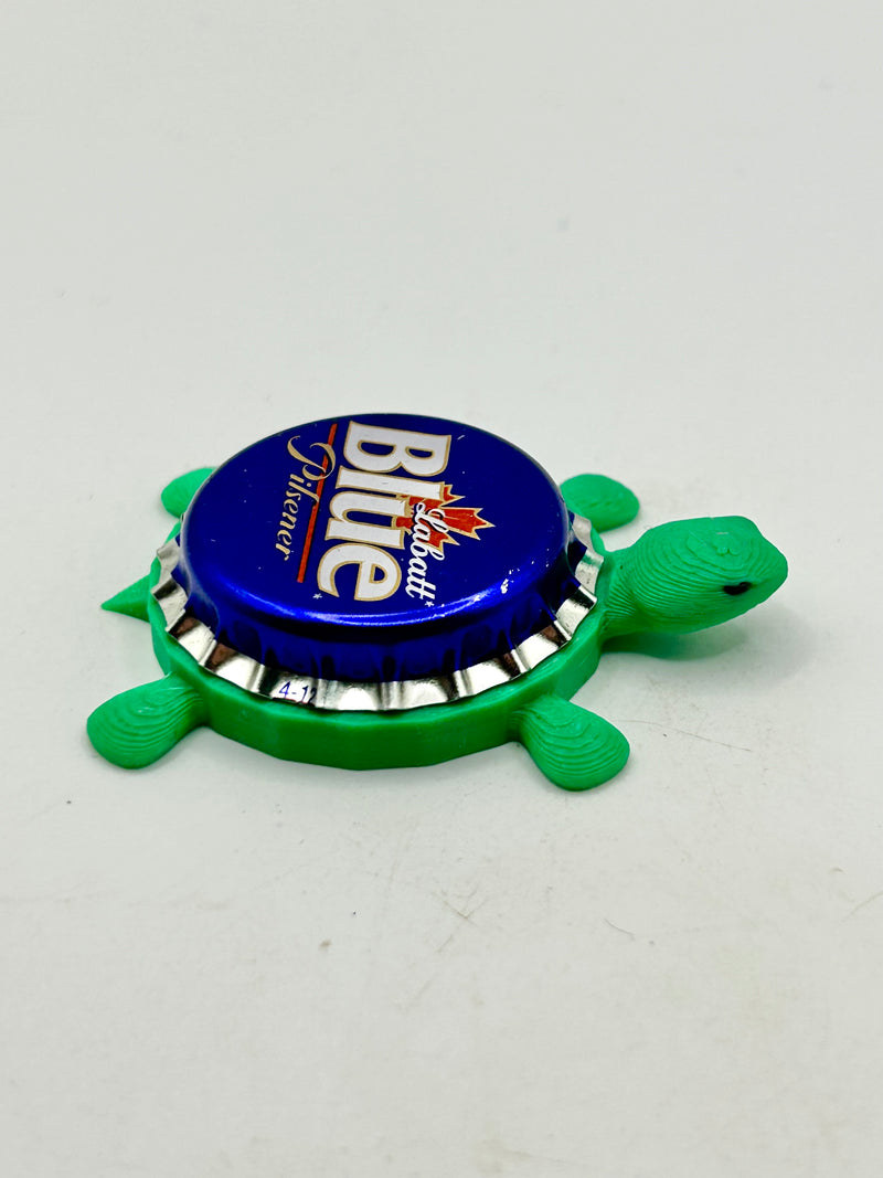 Labatt Blue Pilsener - Bottle Cap Magnet Turtle Shell Shocked Art