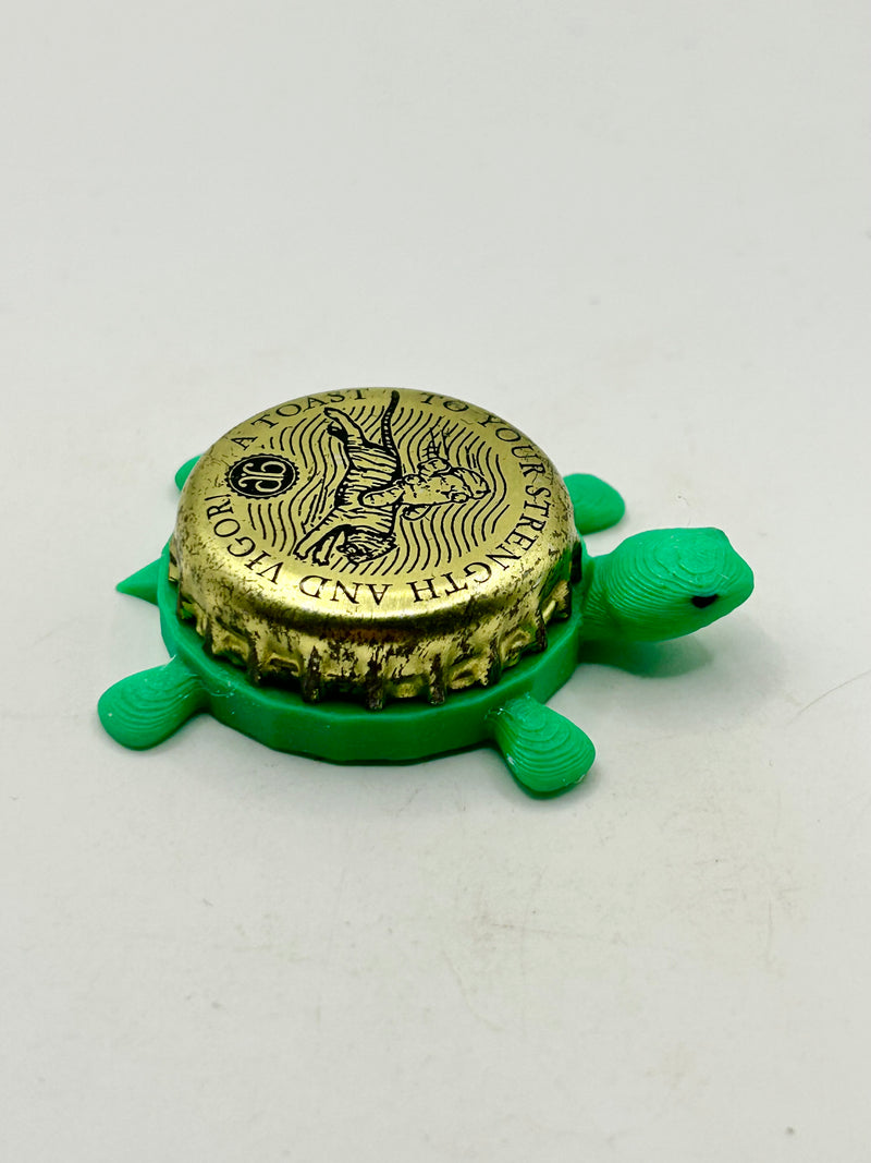 Ginger People Ginger Beer - Bottle Cap Magnet Turtle Shell Shocked Art