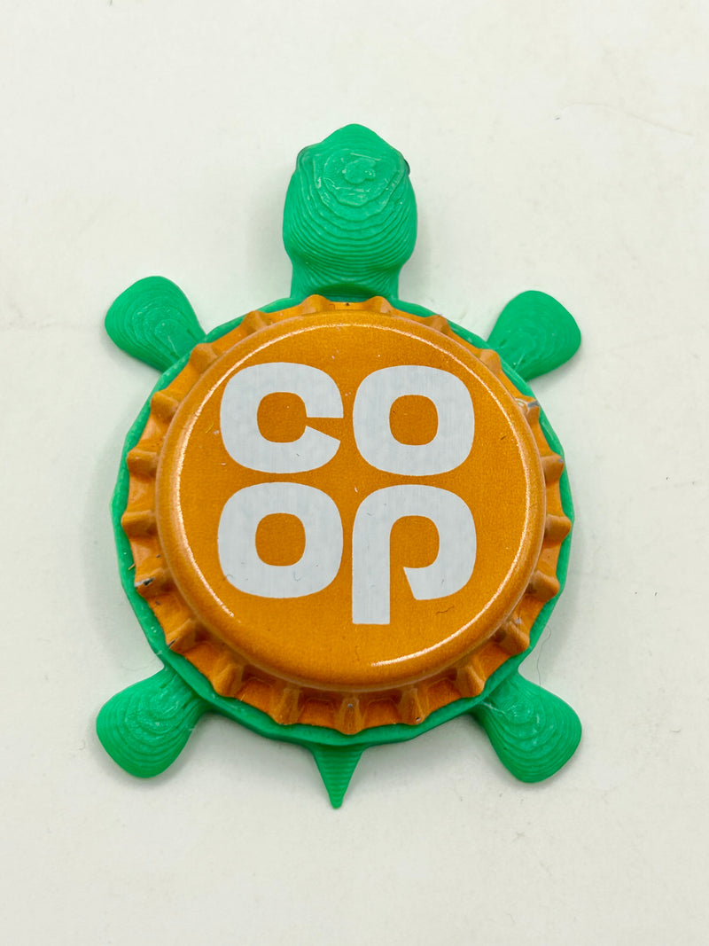 Co Op Beer (Orange) - Bottle Cap Magnet Turtle Shell Shocked Art