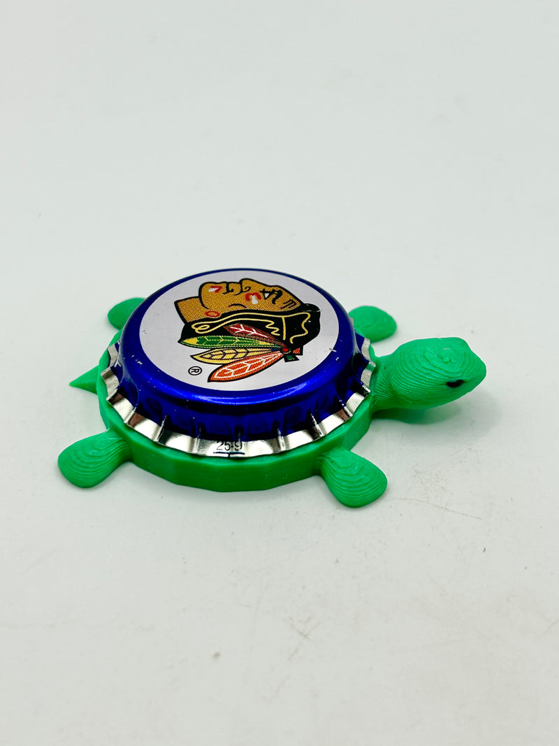 Chicago Blackhawks (Labatt Brewing) - Bottle Cap Magnet Turtle Shell Shocked Art