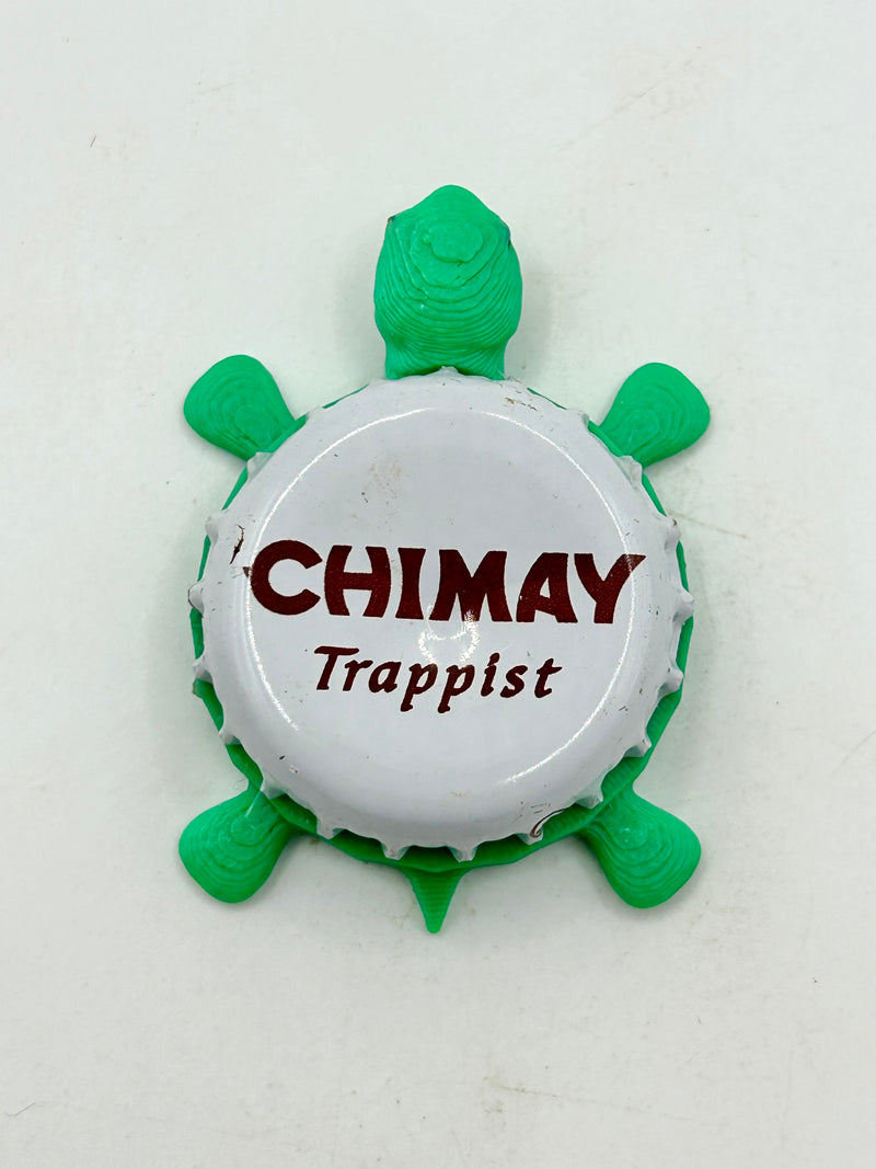 Chimay Trappist Brewery (White) - Bottle Cap Magnet Turtle Shell Shocked Art