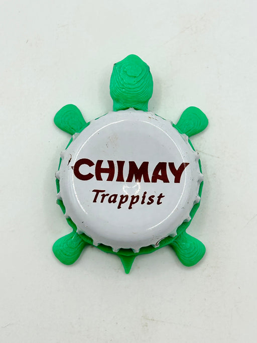Chimay Trappist Brewery (White) - Bottle Cap Magnet Turtle Shell Shocked Art
