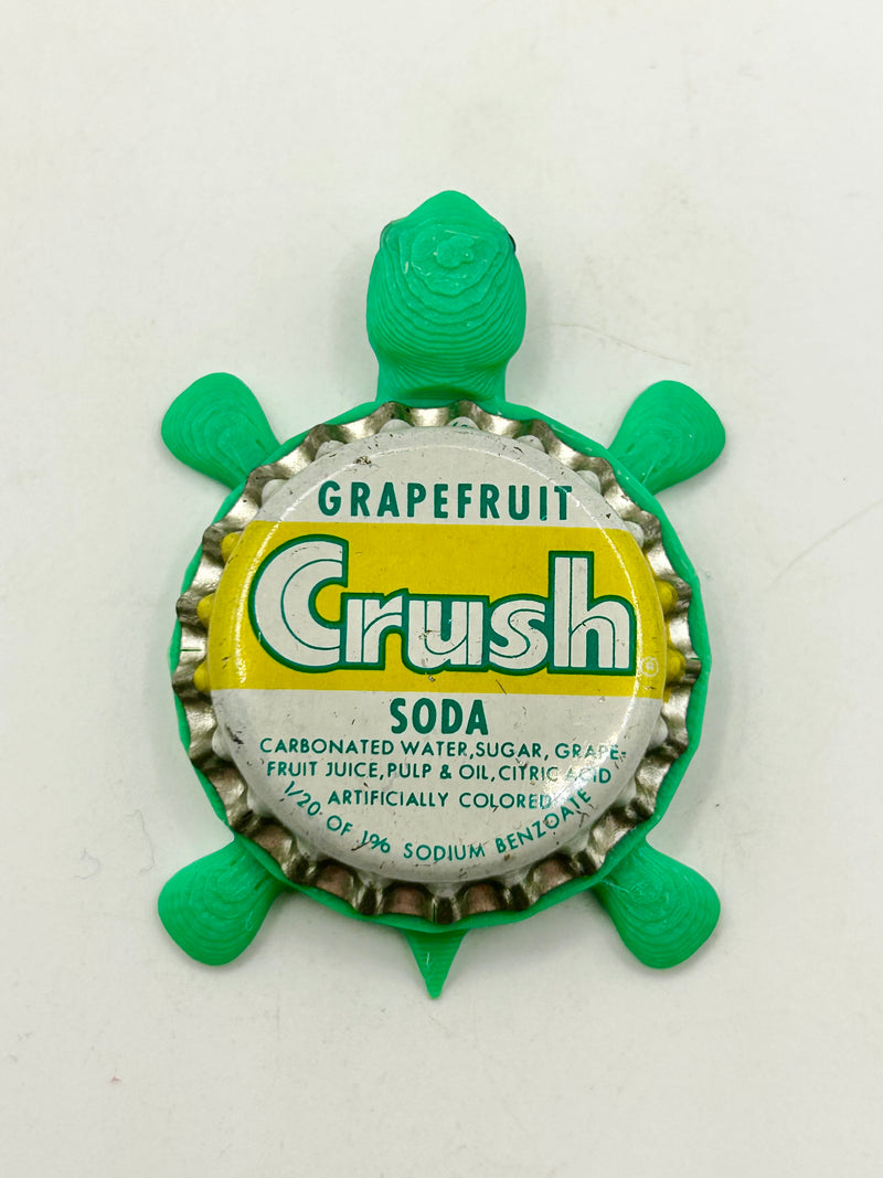 Grapefruit Crush Soda - Bottle Cap Magnet Turtle Shell Shocked Art