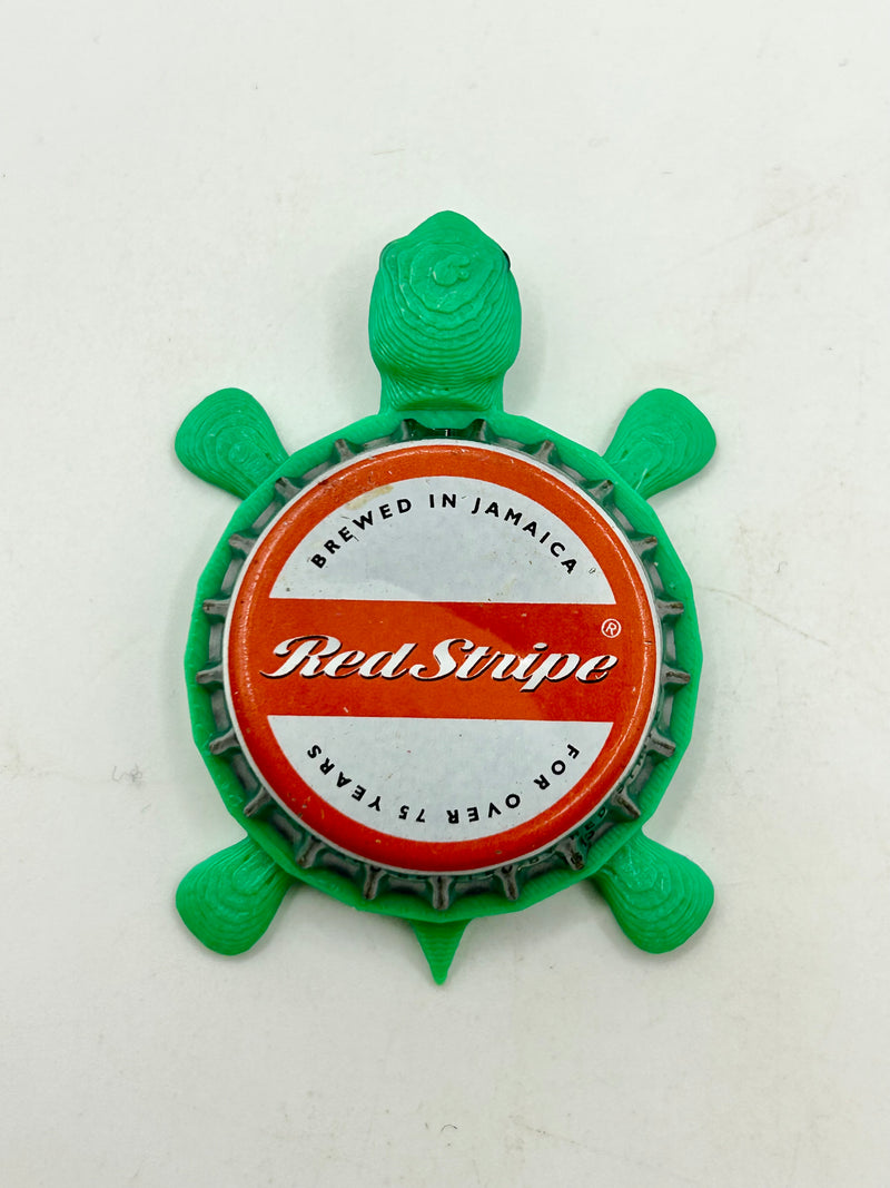 Red Stripe (75 Years) - Bottle Cap Magnet Turtle Shell Shocked Art