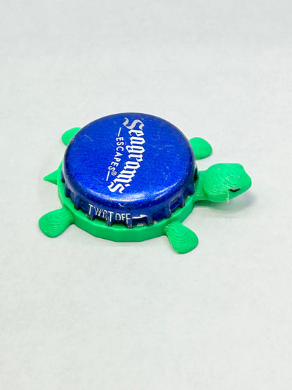 Seagrams Escapes - Bottle Cap Magnet Turtle Shell Shocked Art