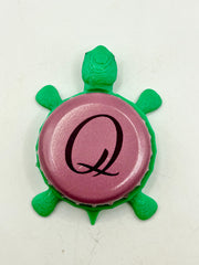 Q Ginger Beer - Bottle Cap Magnet Turtle Shell Shocked Art