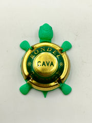 Rondel Cava (Green, Gold) - Bottle Cap Magnet Turtle Shell Shocked Art