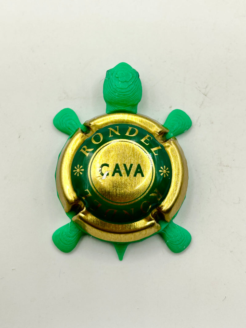 Rondel Cava (Green, Gold) - Bottle Cap Magnet Turtle Shell Shocked Art