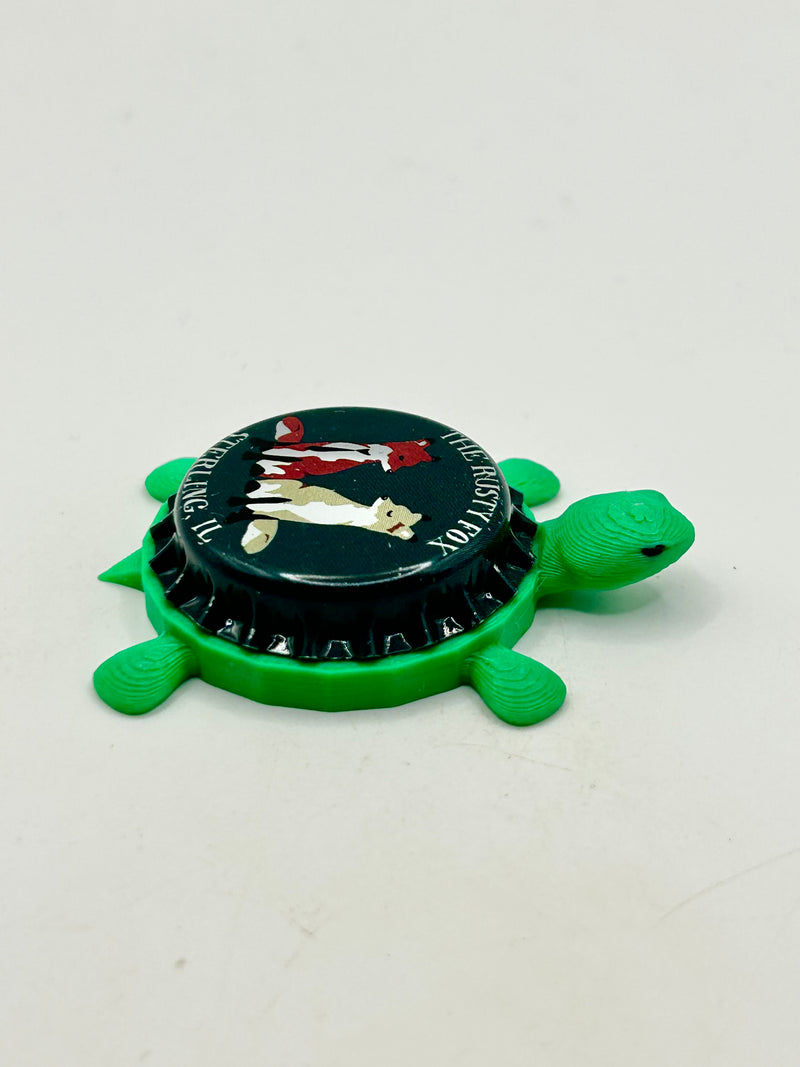 The Rusty Fox (Two Foxes) - Bottle Cap Magnet Turtle Shell Shocked Art