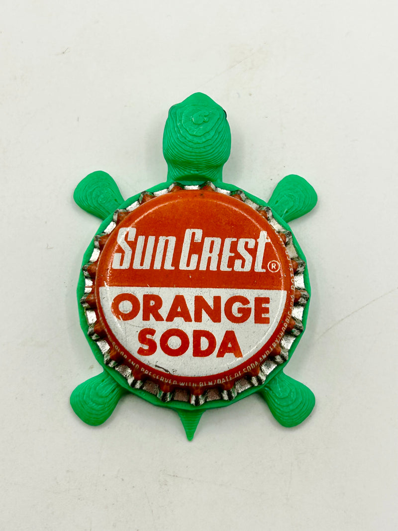 Sun Crest Orange Soda (Large Text) - Bottle Cap Magnet Turtle Shell Shocked Art