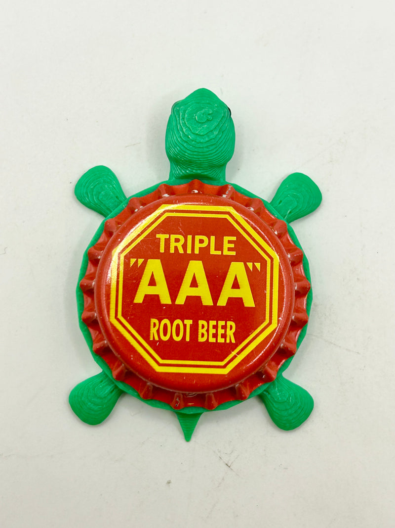 Triple AAA Root Beer - Bottle Cap Magnet Turtle Shell Shocked Art
