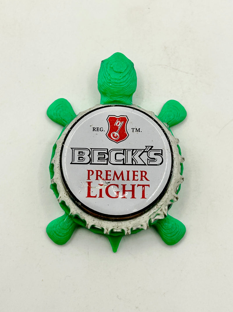 Beck’s Premier Light - Bottle Cap Magnet Turtle Shell Shocked Art