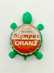 Olympus Oranz Soda (Orange) - Bottle Cap Magnet Turtle Shell Shocked Art