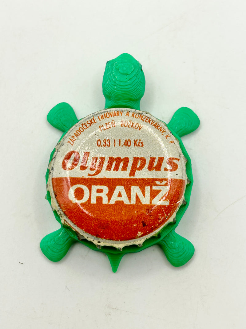 Olympus Oranz Soda (Orange) - Bottle Cap Magnet Turtle Shell Shocked Art