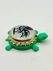 Schwarzer Hahn - Bottle Cap Magnet Turtle Shell Shocked Art