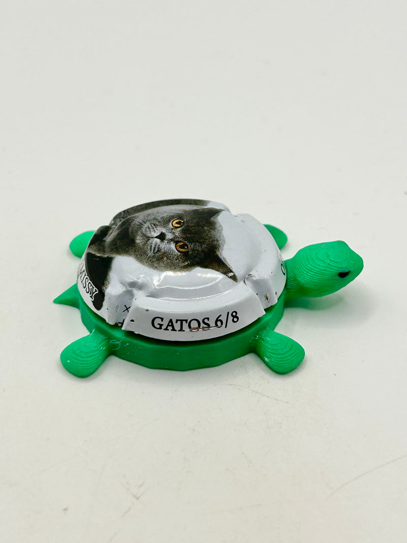 Black Cat Cava - Bottle Cap Magnet Turtle Shell Shocked Art