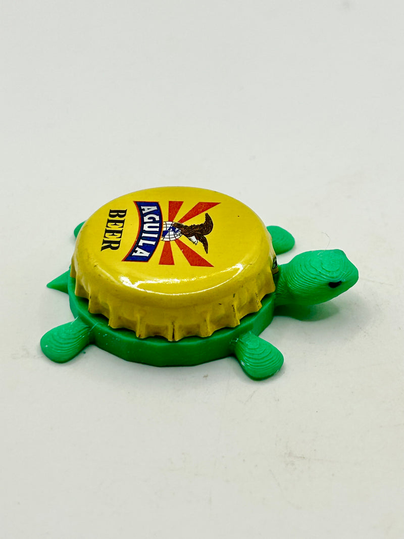 Aguila Beer - Bottle Cap Magnet Turtle Shell Shocked Art