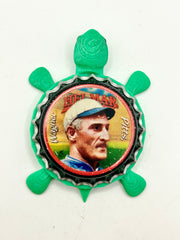 Honus Wagner, Helmar Brewing Big League Brew (#20, Rare) - Bottle Cap Magnet Turtle (Copy) Shell Shocked Art