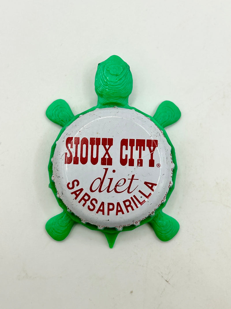 Sioux City Diet Sarsaparilla - Bottle Cap Magnet Turtle (Copy) Shell Shocked Art