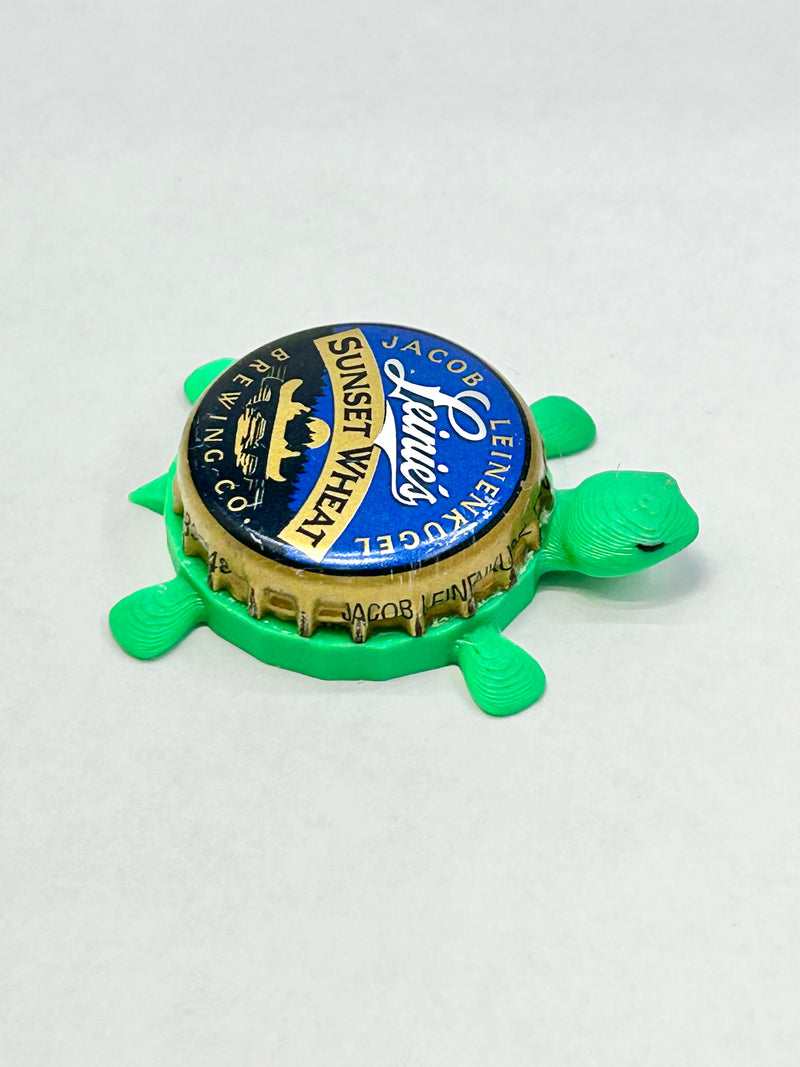 Leinenkugel's Sunset Wheat - Bottle Cap Magnet Turtle Shell Shocked Art