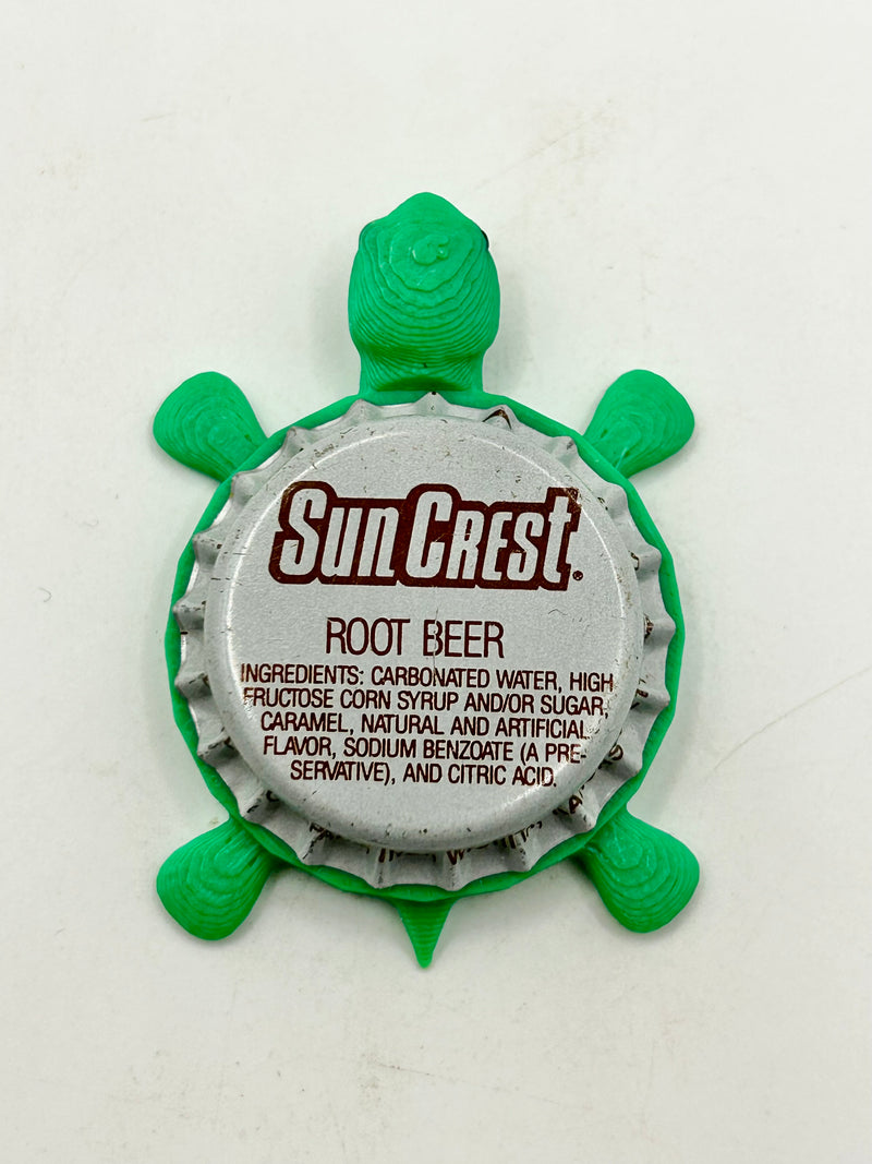 Sun Crest Root Beer - Bottle Cap Magnet Turtle Shell Shocked Art