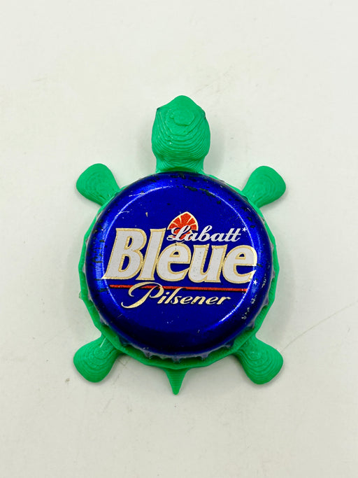 Labatt Bleue Pilsener - Bottle Cap Magnet Turtle Shell Shocked Art