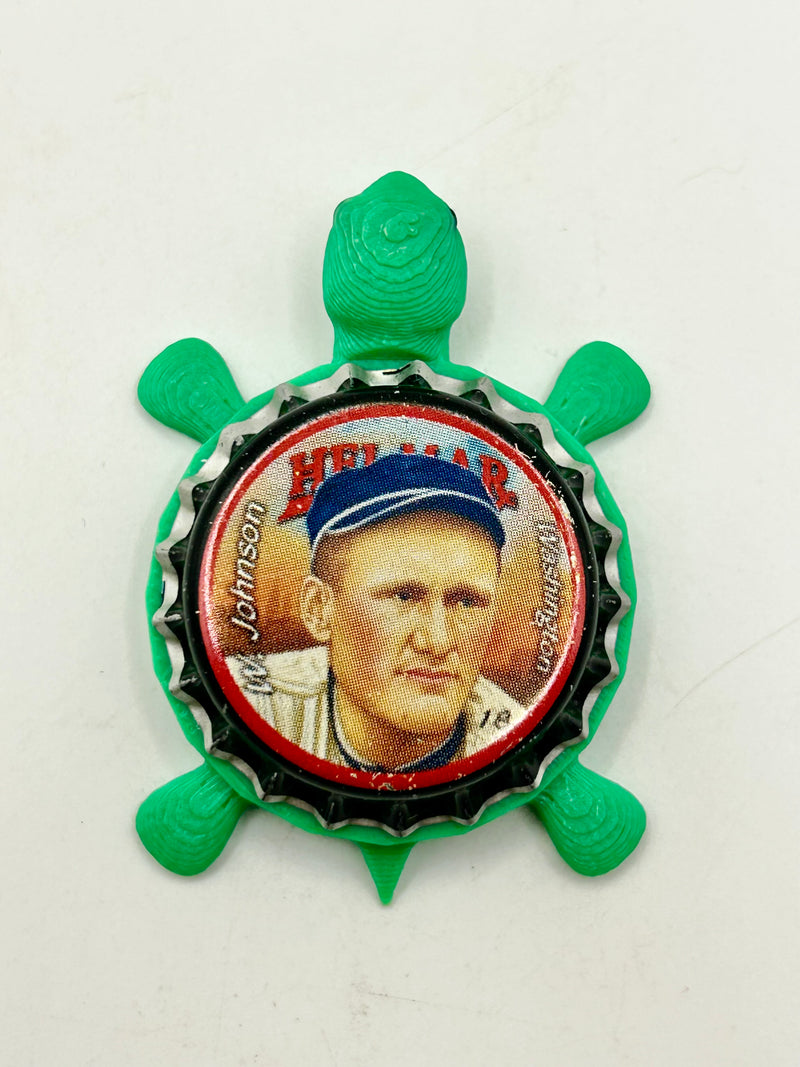Walter Johnson, Helmar Brewing Big League Brew (#9, Rare) - Bottle Cap Magnet Turtle (Copy) Shell Shocked Art