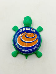 Orangina (Orelia) Soda - Bottle Cap Magnet Turtle Shell Shocked Art