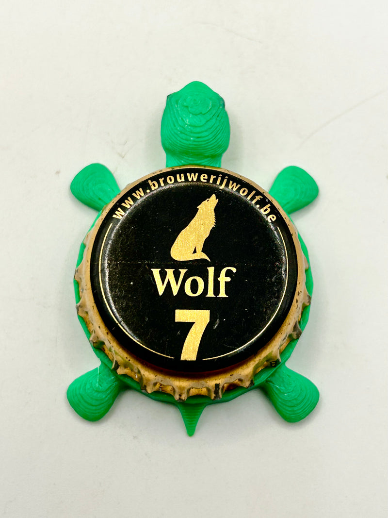 Brouwerij Wolf 7 (Belgium) - Bottle Cap Magnet Turtle Shell Shocked Art