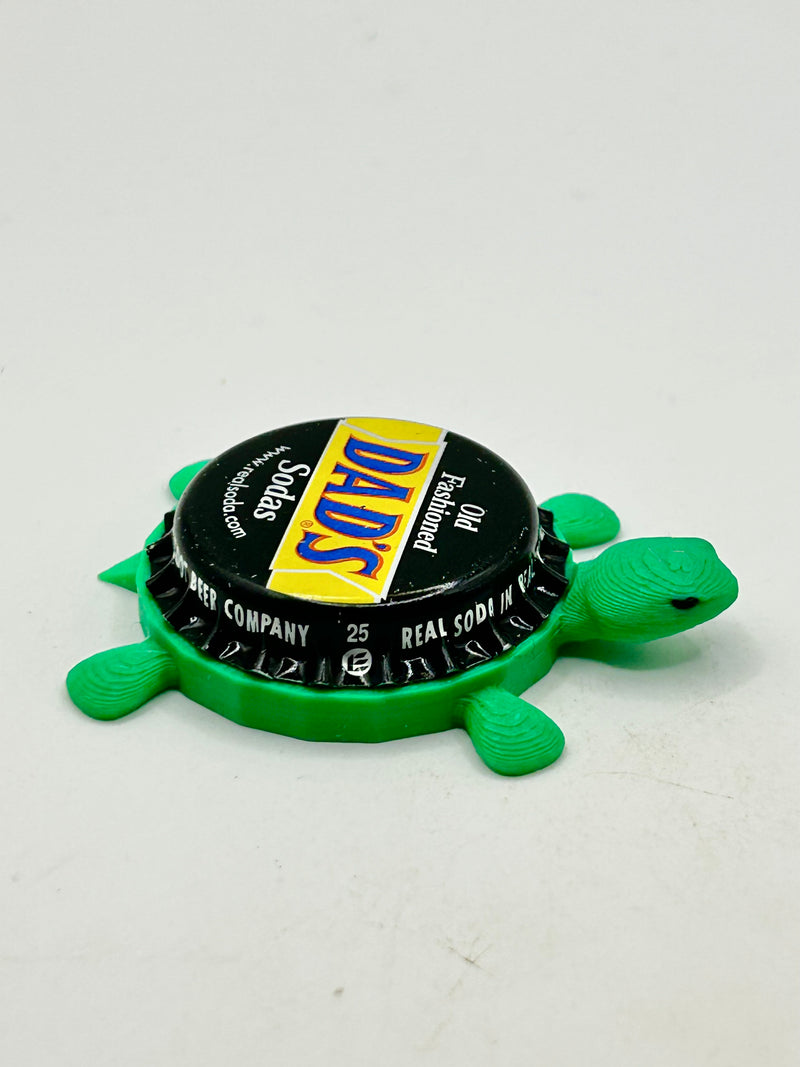 Dad’s Root Beer (Black) - Bottle Cap Magnet Turtle Shell Shocked Art