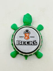 Beck’s Beer (White with Small Key) - Bottle Cap Magnet Turtle Shell Shocked Art