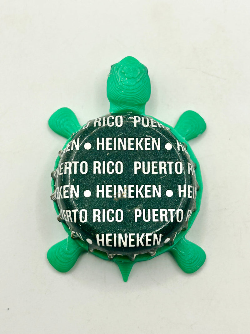 Heineken Beer (Puerto Rico) - Bottle Cap Magnet Turtle Shell Shocked Art