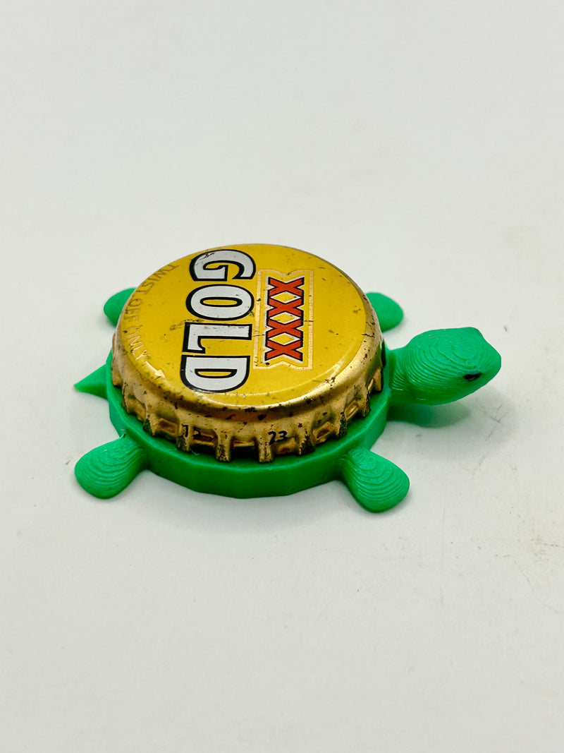 Four X Gold Lager (Variation 1) - Bottle Cap Magnet Turtle Shell Shocked Art