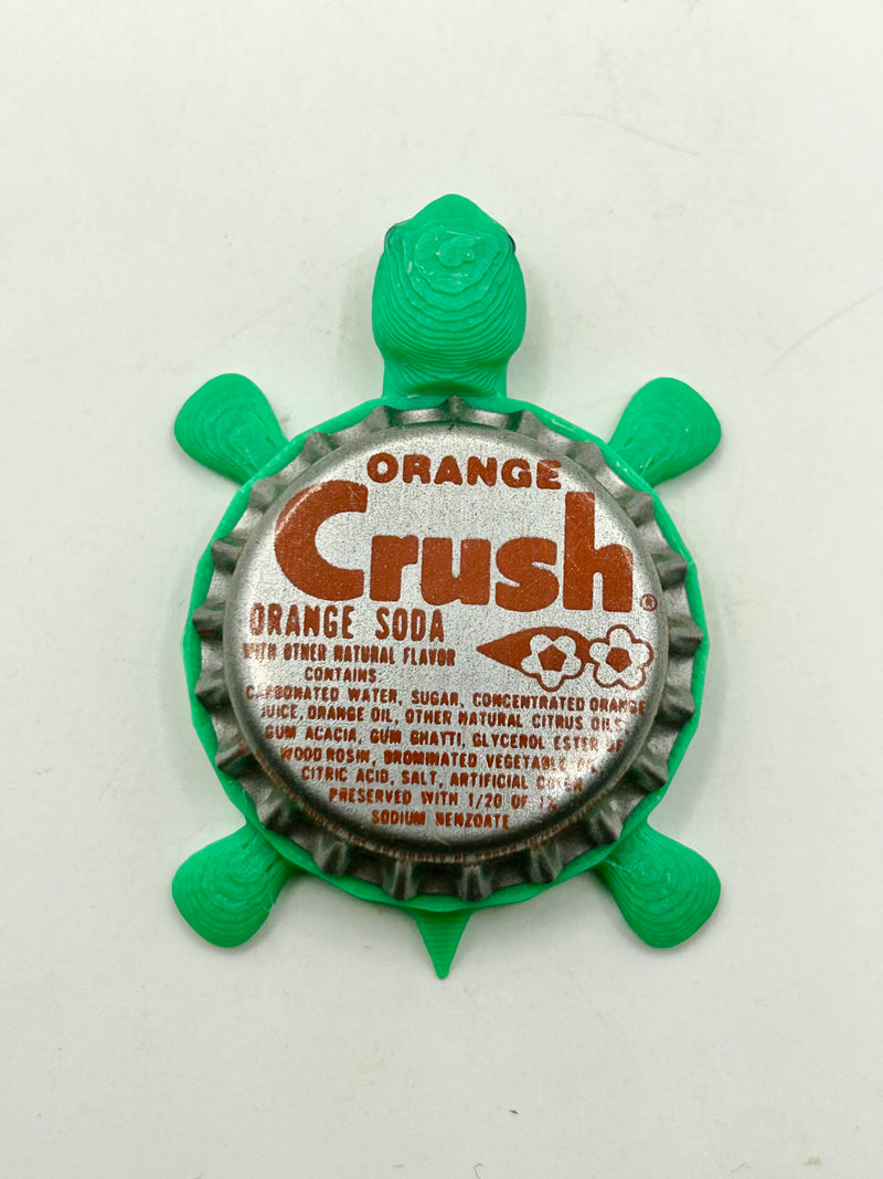 Orange Crush Soda (Flower Variation) - Bottle Cap Magnet Turtle Shell Shocked Art