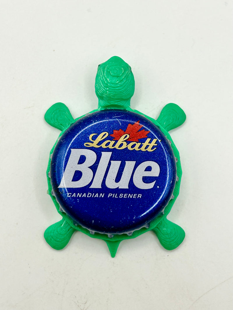Labatt Blue Canadien Pilsener - Bottle Cap Magnet Turtle Shell Shocked Art