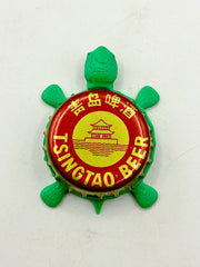 Tsingtao Beer - Bottle Cap Magnet Turtle Shell Shocked Art