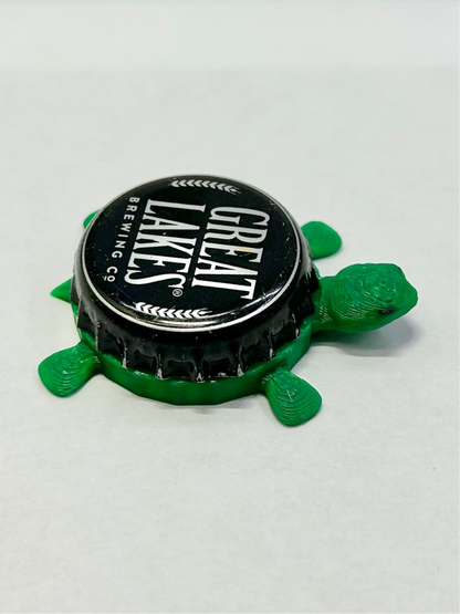 Great Lakes Brewing Co - Bottle Cap Magnet Turtle Shell Shocked Art