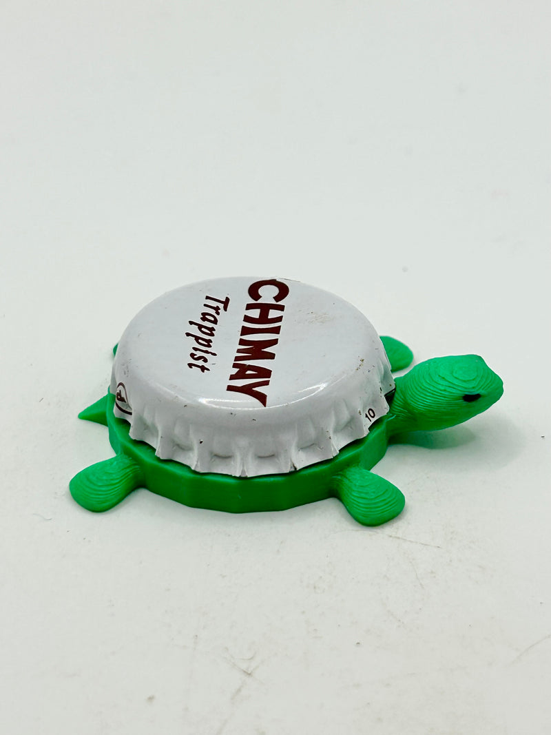 Chimay Trappist Brewery (White) - Bottle Cap Magnet Turtle Shell Shocked Art