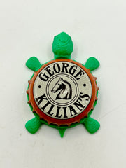 George Kilian’s (Vintage, Orange Trim) - Bottle Cap Magnet Turtle Shell Shocked Art