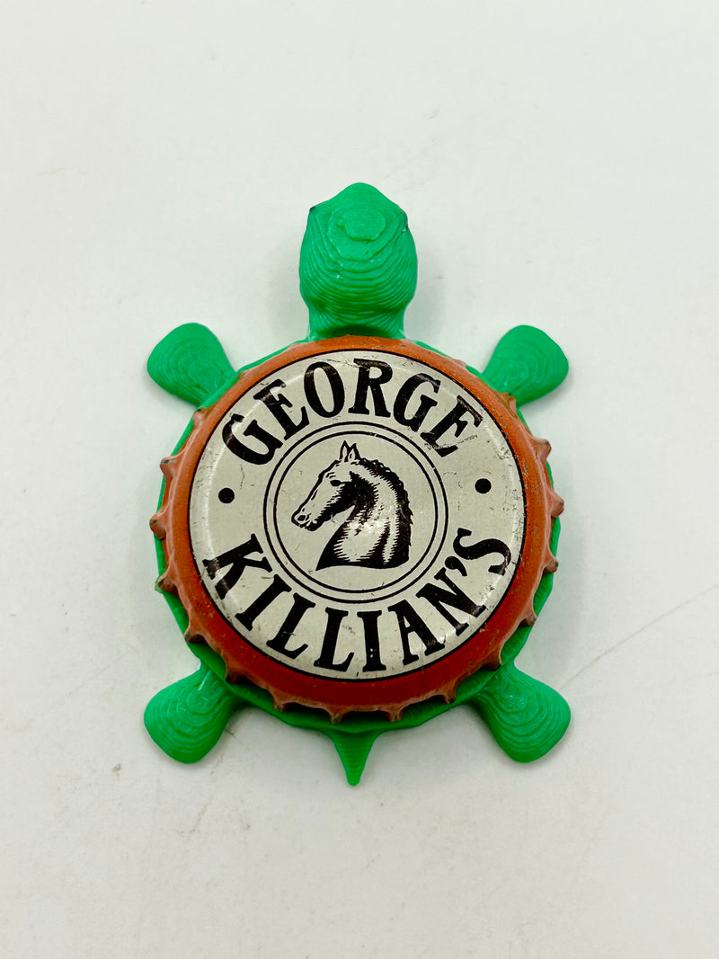 George Kilian’s (Vintage, Orange Trim) - Bottle Cap Magnet Turtle Shell Shocked Art