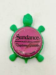 Sundance Cranberry Sparkler - Bottle Cap Magnet Turtle Shell Shocked Art