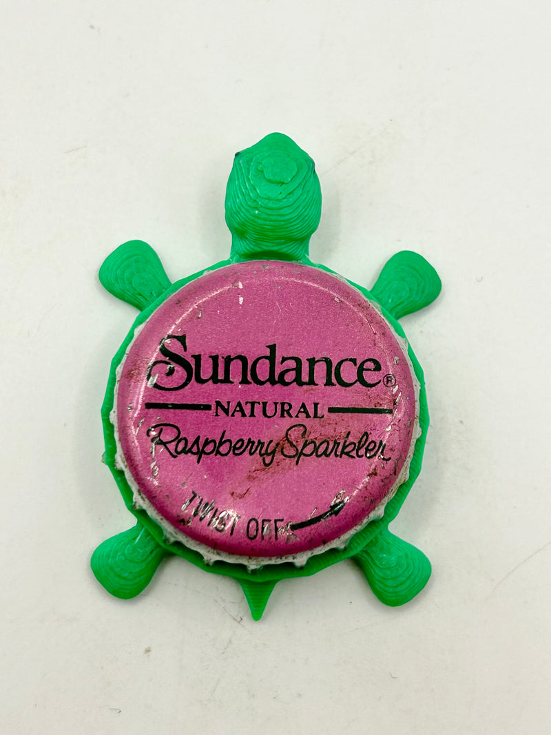 Sundance Cranberry Sparkler - Bottle Cap Magnet Turtle Shell Shocked Art
