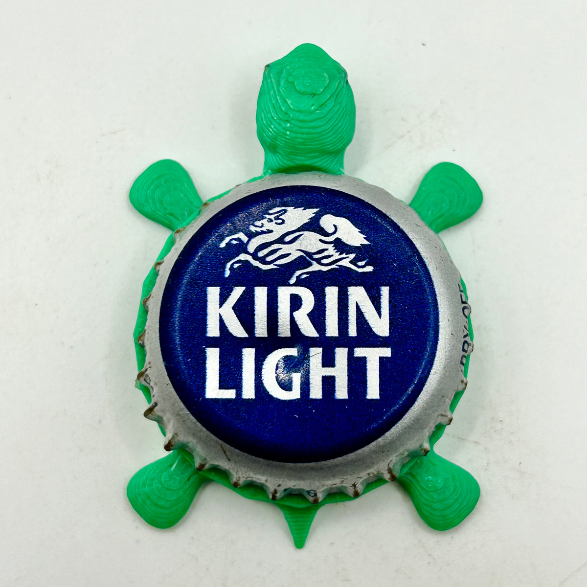 Kirin Light Beer (Silver Trim) - Bottle Cap Magnet Turtle — Shell
