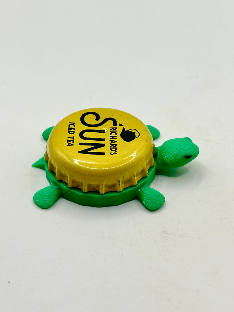 Richard’s Sun Ice Tea - Bottle Cap Magnet Turtle Shell Shocked Art