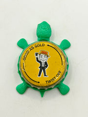 Four X Gold Lager - Bottle Cap Magnet Turtle Shell Shocked Art